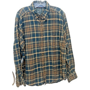 WOOLRICH 100% Cotton Green Plaid Flannel Buttoned Tunic Shirt Large